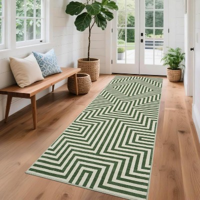 Washable Area Rugs for Living Room Bedroom Modern Geometric Striped Rugs Non-Slip Low Pile Soft Foldable Accent Rug