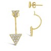 SHINE by Sterling Forever Sterling Silver CZ Triangle Jacket Earrings - 3 of 4