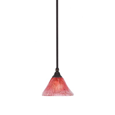 Toltec Lighting Any 1 - Light Pendant in  Dark Granite with 7" Raspberry Crystal Shade