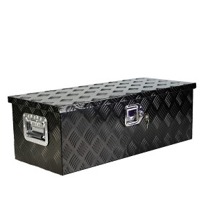 30 inch heavy-duty aluminum tool vehicle bottom box, 5-bar pedal type storage box, used for pickup trucks with lock keys - 1 of 4