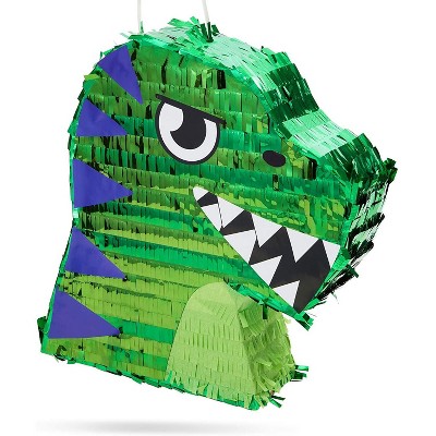 Scary T-Rex Dinosaur Pinata for Kids Boys Dino Theme Baby Shower, Birthday Party Supplies and Decorations, Small 12.9 x 11 inches