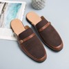Santimon Men's Suede Mules Slip-On Leather Formal Casual Buckle Straps Open Back Clogs Brown - 2 of 4