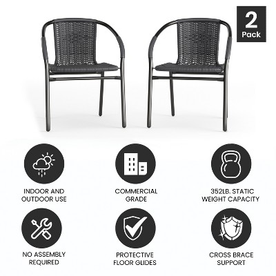 Elegant Gray Rattan Stackable Indoor-Outdoor Dining Chair Set