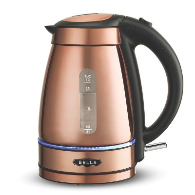 Photo 1 of Bella 14753 1.7 Liter 1500 Watt Cordless Electric LED Illuminated Glass Kettle with 360 Degree Swivel Base, Copper Chrome