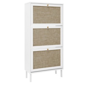 Halitaa Rattan 3 Door Shoe Rack, Freestanding Modern Shoe Storage Cabinet, for Entryway - 1 of 4