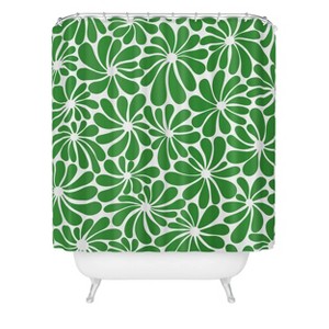 Jenean Morrison All Summer Long Heavy Shower Curtain Green - Deny Designs: 74 Inch Length, Botanical Pattern, Microfiber - 1 of 3