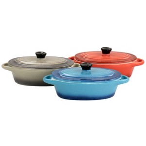 Crockpot Wexford 3 Piece 6.7oz Stoneware Mini Oval Casserole Set in Assorted Colors - 1 of 4