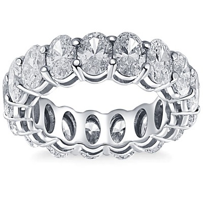 Pompeii3 6 Ct Oval Moissanite Eternity Ring Womens Wedding Band 10k White Gold
