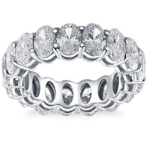 Pompeii3 6 Ct Oval Moissanite Eternity Ring Womens Wedding Band 10k White Gold - 1 of 4