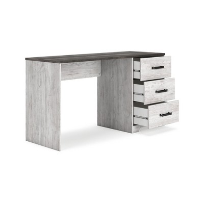 Gray and White Wood Home Office Desk with Drawers
