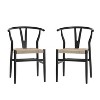 Flash Furniture Logan Commercial Grade Wishbone Style Wood and Kraft Paper Stackable Dining Chair - Set of 2 - 3 of 4