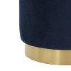 Elsworth Velvet Ottoman W Brass Base - SFV3558 - Navy/Brass - Safavieh Couture - 4 of 4