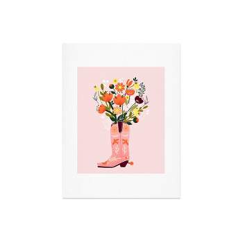 Deny Designs 18"x24" Showmemars Pink Cowboy Boot and Wild Flowers Unframed Art Print