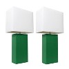 Set of 2 Leather Table Lamps with Fabric Shades - Elegant Designs - 3 of 4