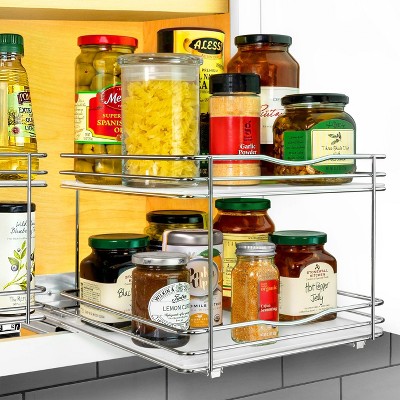 Lynk Professional Slide Out Vertical 10.25" Double Metal Spice Rack Silver: Kitchen Cabinet Organizer, Pull Out Pantry Storage — фото 3