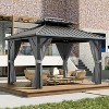 Hardtop 10x12ft Gazebo, Double Roof Canopy with Netting and Curtains - 3 of 4