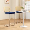 FURNIinspire Dining Chairs Set Of 2 Dining Room Chairs, Upholstered Velvet Height Chair Armless Barstools with Rattan Back, Blue, 17.7"*18.9"*42.5" - 4 of 4
