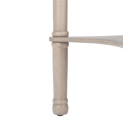 Elegant Greige Round Wooden Accent Table with Timeless Turned Legs