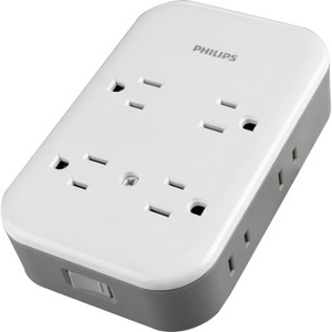 General Electric 4 Grounded Outlets and 4 Polarized Outlets with 2 USB-C and 1 USB-A Surge Tap White Gray - 1 of 4