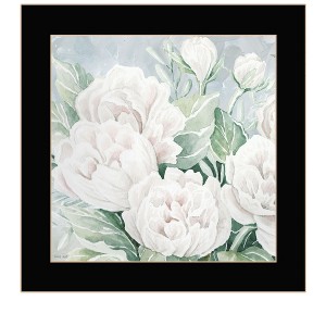HomeRoots Peaceful Peonies In Full Bloom Black Framed Print Wall Art - 1 of 4