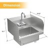 winado 17 x 15 in. Wall Mount Stainless Steel Hand Wash Sink with Side Splash - 2 of 4