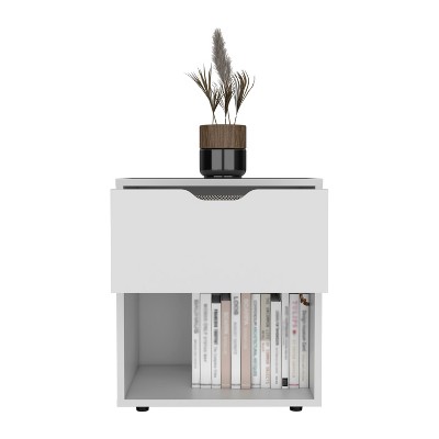 NicBex Modern Nightstand with Drawer and Open Bookcase  Minimalist Bedside Table End Table for Bedroom, Living Room