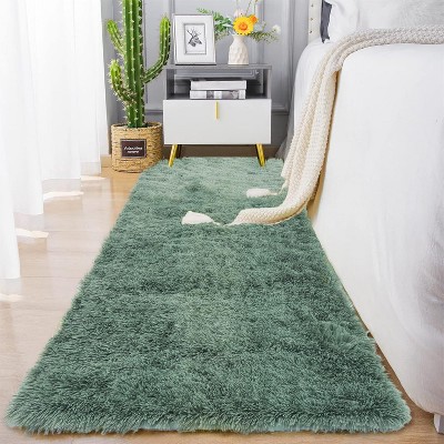 Fluffy Runner Rug Soft Shag Plush Area Rug Non-Slip Nursery Dorm Fuzzy Bedside Rug Kids Room Home Decor Tie-Dye