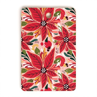 Avenie Abstract Floral Poinsettia Red Cutting Board Rectangle -Deny Designs