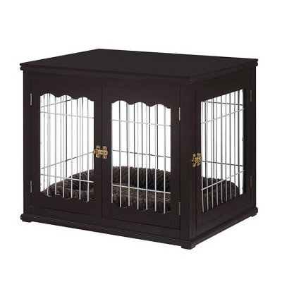 Unipaws Wooden Wire Pet Home Dog Crate Medium