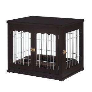 Unipaws Wooden Wire Pet Home Dog Crate Medium - 1 of 4