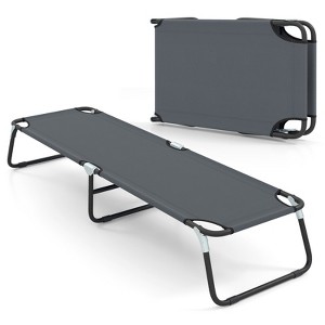 Tangkula Outdoor Camping Cot Folding Camping Bed Sleeping Bed for Kids & Adult Blue/Grey - 1 of 4