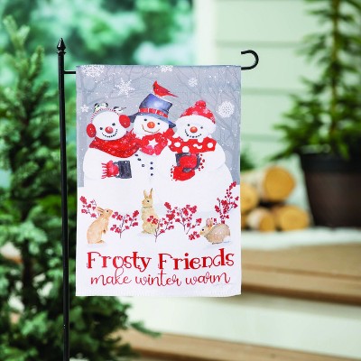 Frosty Friends Suede Garden Flag with Snowmen Design