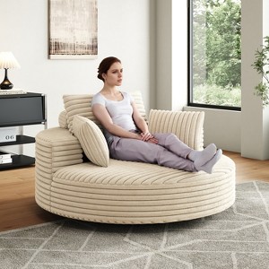 TiramisuBest 55''L Corduroy Chenille Foam Single Swivel Chair, Fluffy Modern Sleeper, 360 Degree Swivel Chair for Living Room, Bedroom - 1 of 4