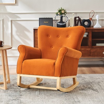 RUVALINO Baby Bouncers and Rockers, Leisure Sofa Chair, Baby Rocker Chair, Kids Arm Chair for Nursery or Playroom, Orange,33.3”*30.3”*34.7"