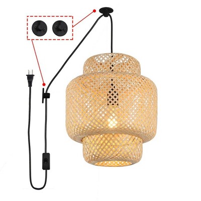 1-Light Wood Pendant Light With Adjustable Hanging Length