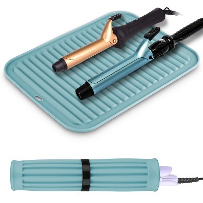 NewHome"Heat Resistant Silicone Mat for Hair Tools, Portable Travel Cover for Flat Iron & Curling Iron"LightBlue