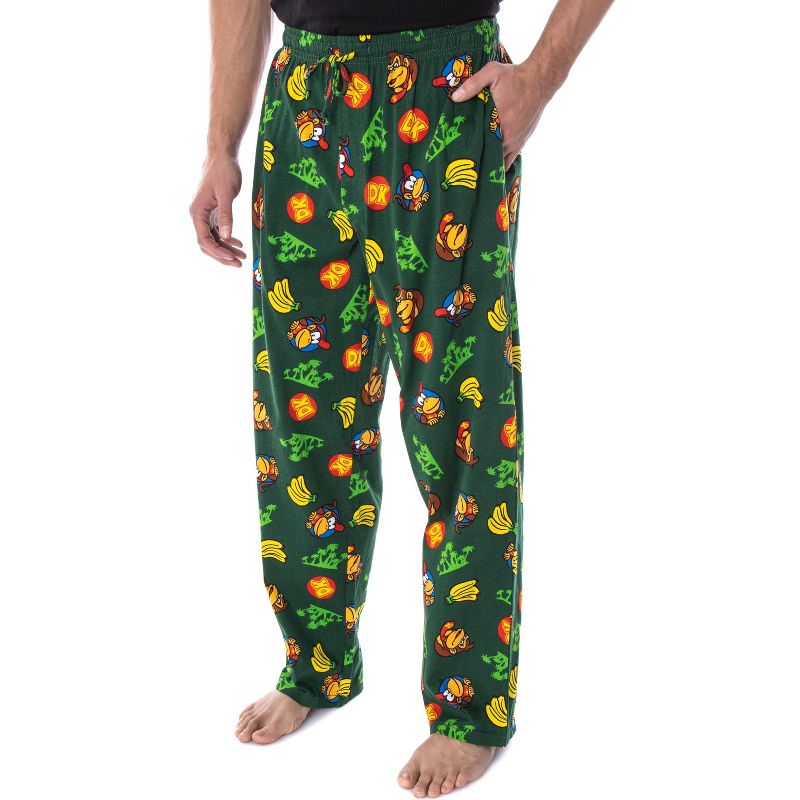 Nintendo Adult Donkey Kong and Diddy Kong Tropical Soft Cotton Pajama Pants, 1 of 6