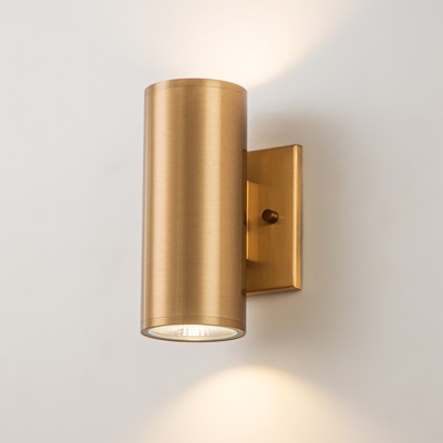 LLHZSY 2-Light 7" Modern Industrial LED Outdoor Wall Light Fixture-Gold-3000K Warm Light