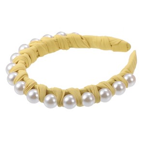 Unique Bargains Women's Fashion Faux Pearl Braided Tape Headband Hairband 0.79 Inch Wide 1 Pc - 1 of 4