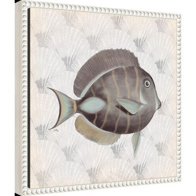 Neutral Vintage Fish Canvas Wall Art with Beaded Frame