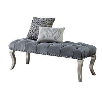 NicBex Modern 48" Bedroom Bench Upholstered Accent Stools with Button Tufted and Nailhead Trim for Bedroom and Entryway