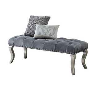 NicBex Modern 48" Bedroom Bench Upholstered Accent Stools with Button Tufted and Nailhead Trim for Bedroom and Entryway - 1 of 4
