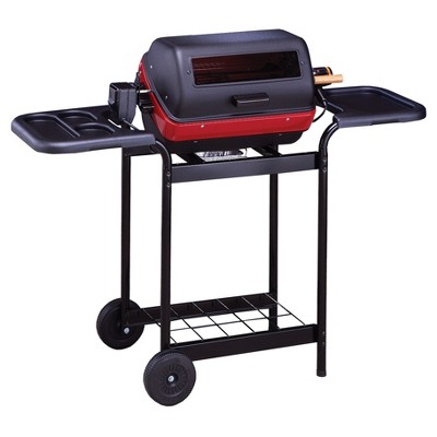 Americana Electric Cart Grill with Polymer Side Tables, Shelf and Rotisserie Model 9350W5.181 - Meco