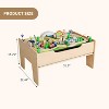 78Piece Train Table, Multipurpose Wooden Toy Activity Playset for Children w/Tracks and Storage, Reversible Top - Natural - 2 of 4