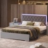 Queen Size Upholstered Platform Bed with LED Headboard and Velvet Padding for Modern Bedrooms and Nighttime Comfort-Cuddlewood - 2 of 4