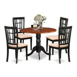 Retro Kitchen Table Set with 4 Chairs - Dining Room Table & Chairs Wood Set - 1 of 4