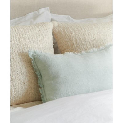 Light Aqua Fringe Soft Linen Pillow Cover 14x20