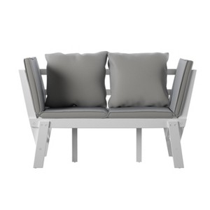 Holly & Martin Dolavon Outdoor Convertible Lounge Chair - OD1167609 - White w/ Gray Cushions - SEI - 1 of 4