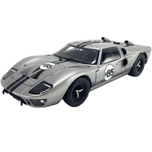 1966 Ford GT-40 MKII #F85 Silver Metallic with Black Stripes 1/18 Diecast Model Car by ACME - 1 of 4