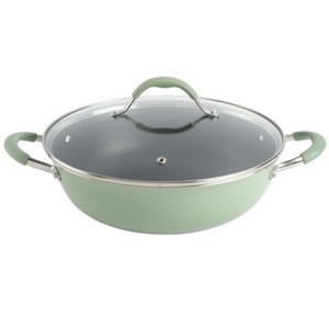 Gibson Cravings By Chrissy Teigen 5 Quart Enameled Aluminum Everyday Pan in Pistachio with Silicone Handles - 1 of 4